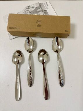 Princess House Amalia Flatware Stainless Steel Teaspoons Set of 4